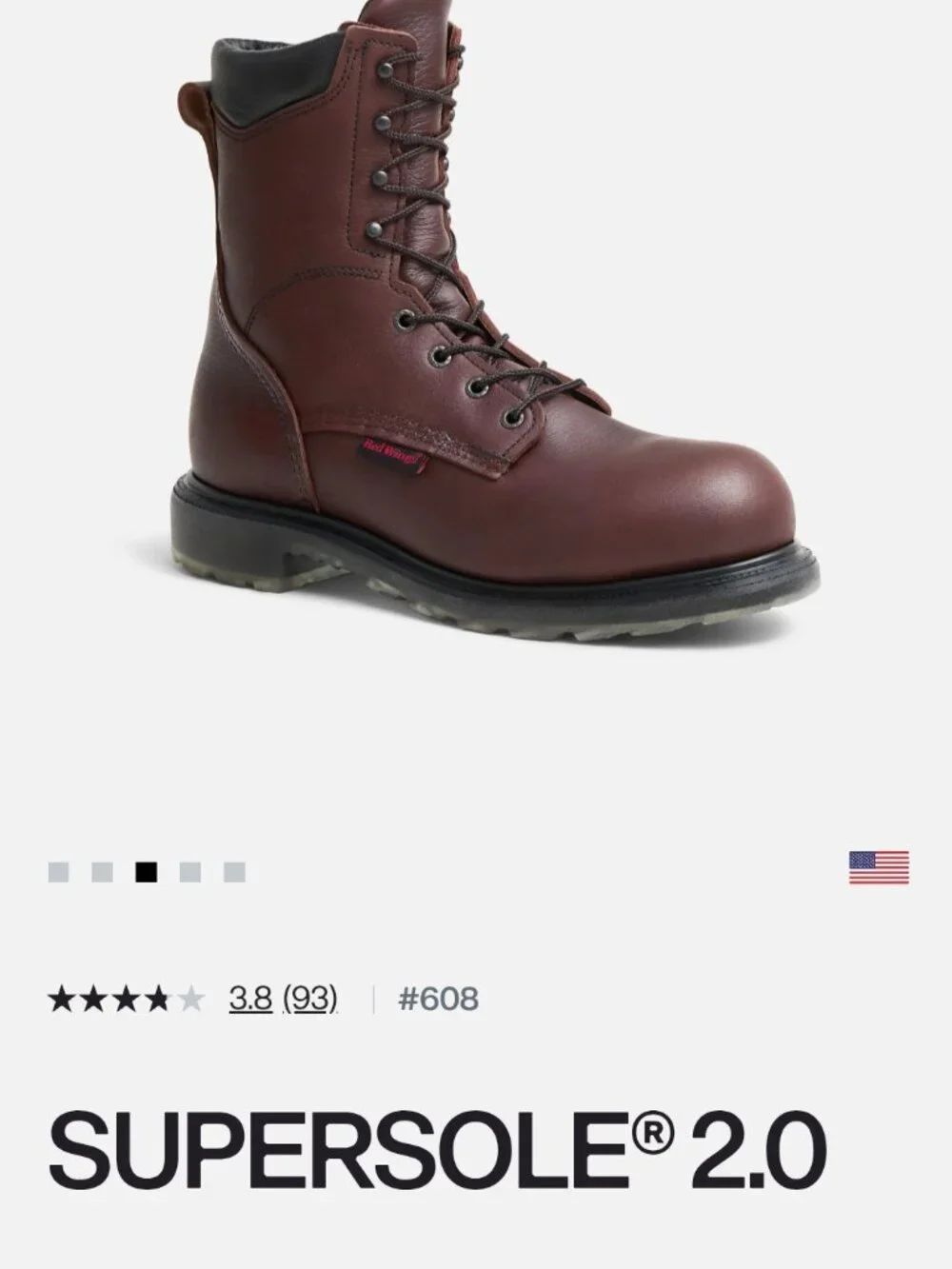 Red Wings SuperSole® 2.0 Men's 8-inch Soft Toe Boot #608 Size 9 EE NEW USA MADE